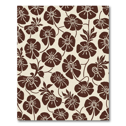 Brown Floral Garden Swirl Rug