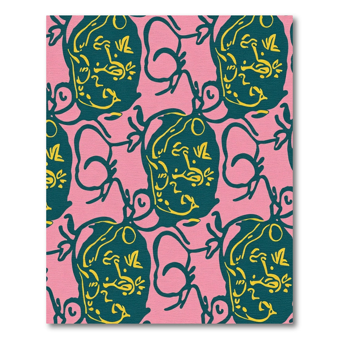 Teal Pink Yellow Pomegranate Vine Rug