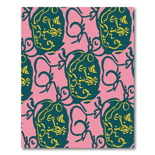 Teal Pink Yellow Pomegranate Vine Rug