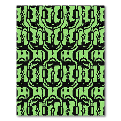 Bold Lime Green Abstract Faces Rug