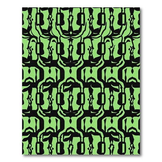 Bold Lime Green Abstract Faces Rug