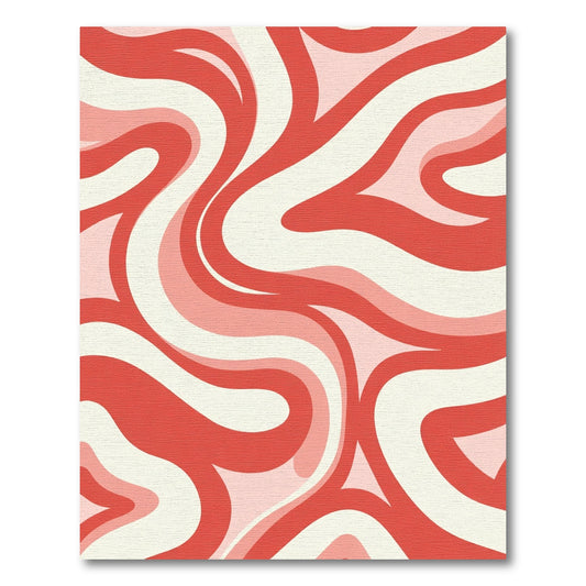 Retro Swirl Red Cream Waves Rug