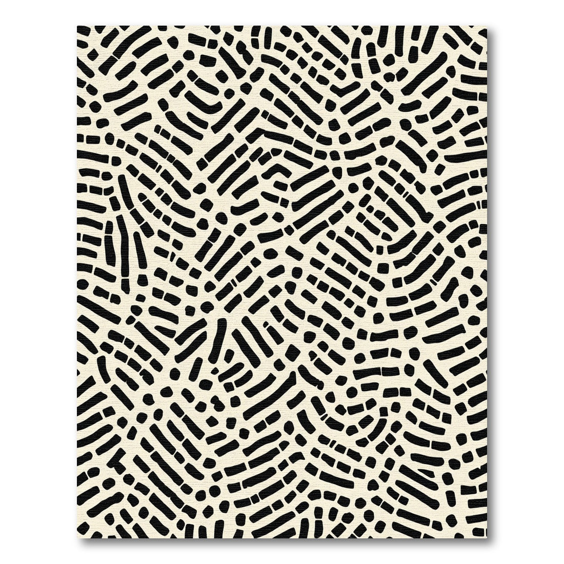 Black And Cream Interlocking Lines Rug