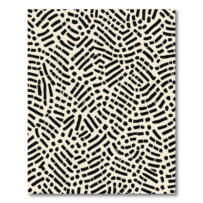 Black And Cream Interlocking Lines Rug