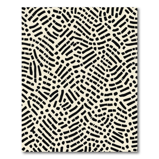 Black And Cream Interlocking Lines Rug