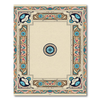 Art Nouveau Blue Floral Frame Rug