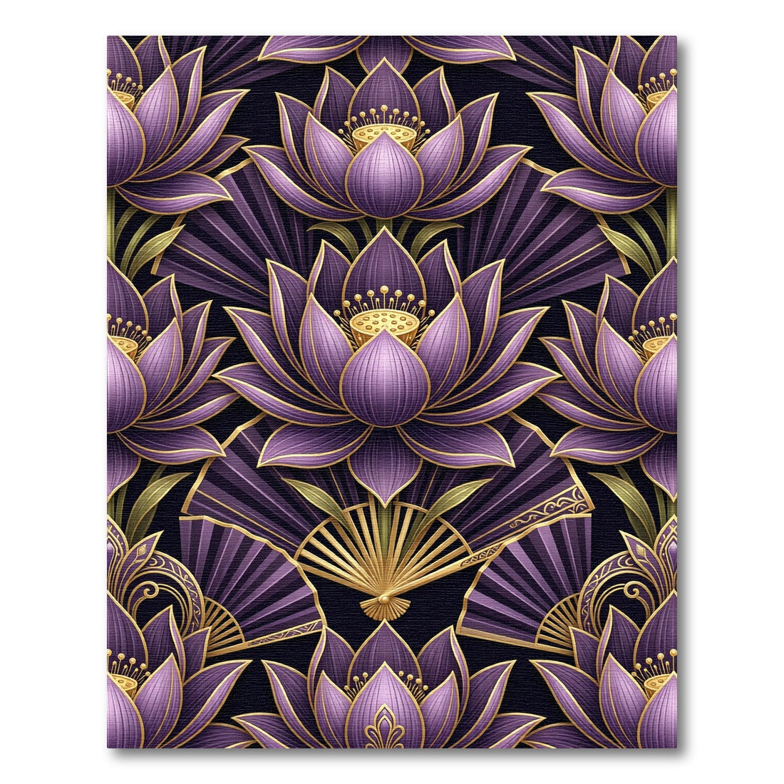 Plum Lotus Fan Art Deco Rug