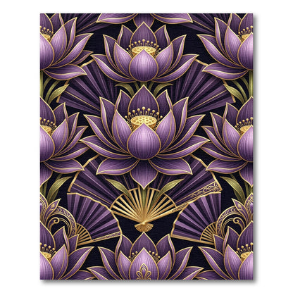 Plum Lotus Fan Art Deco Rug