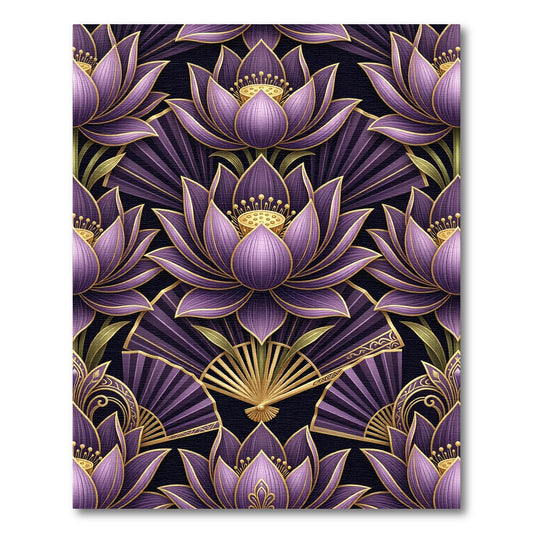 Plum Lotus Fan Art Deco Rug