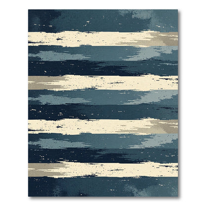 Brushed Blue Cream Striped Texture Rug