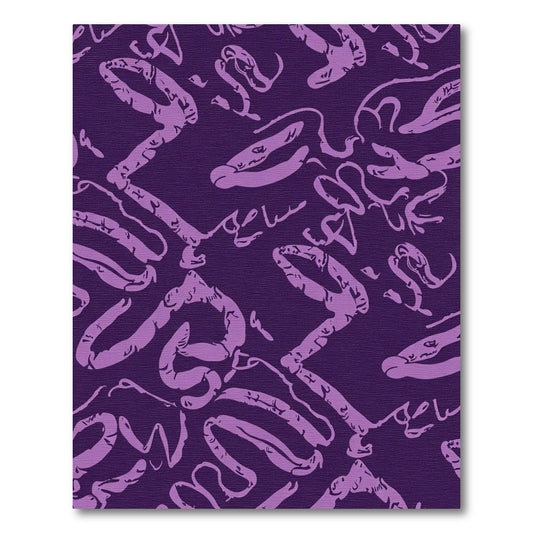 Purple Scrawled Abstract Line Rug