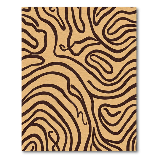 Tan Brown Wavy Organic Lines Rug