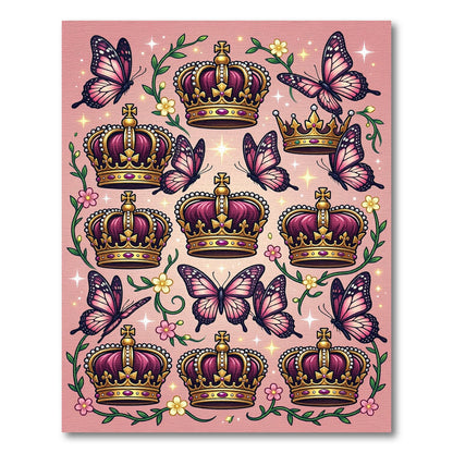 Regal Purple Crown Pink Butterfly Garden Rug