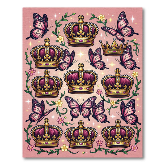 Regal Purple Crown Pink Butterfly Garden Rug