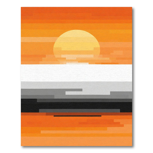 Pixelated Sunset Horizon Gradient Rug