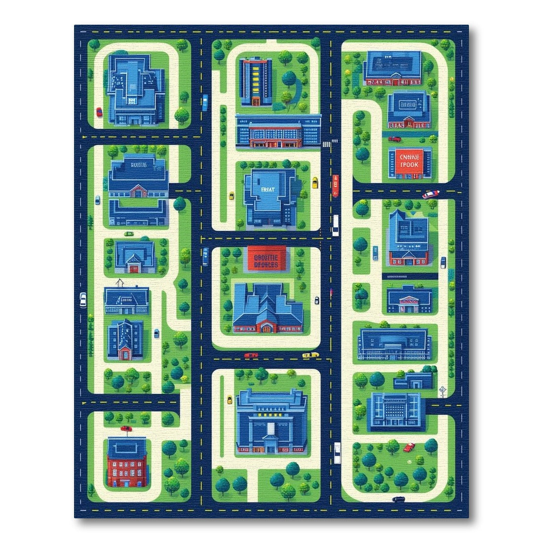 Whimsical City Streets Map Rug