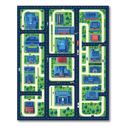 Whimsical City Streets Map Rug