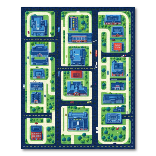 Whimsical City Streets Map Rug