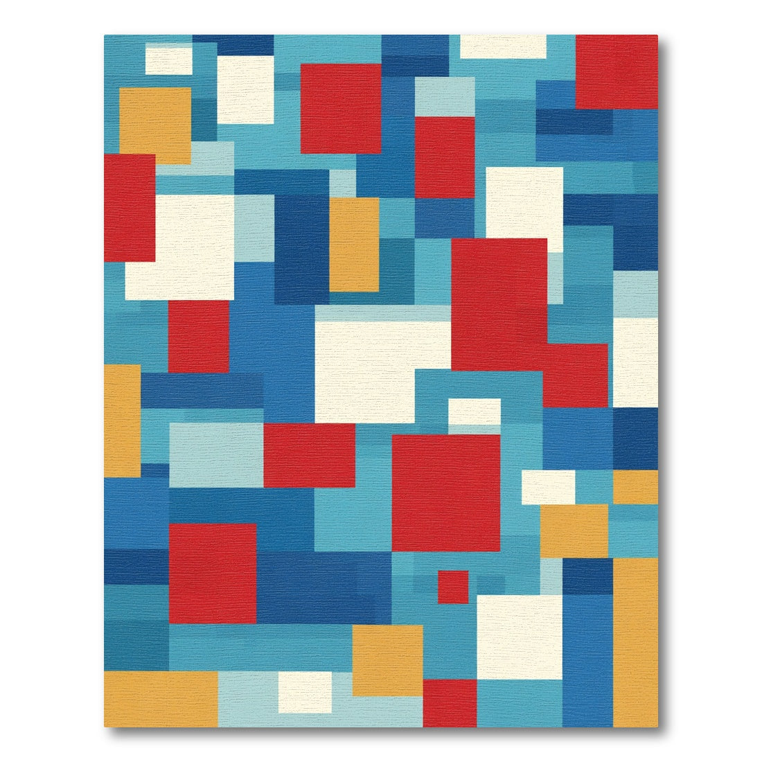 Abstract Red Blue Yellow Blocks Rug
