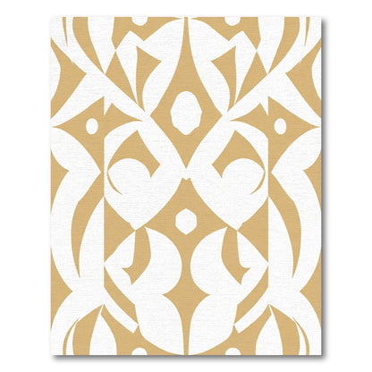 Golden Cream Art Deco Geometric Rug