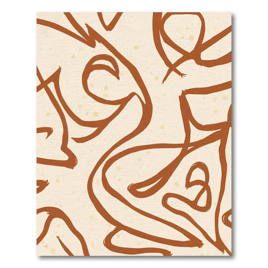 Terracotta Brushstrokes Mid Century Modern Rug