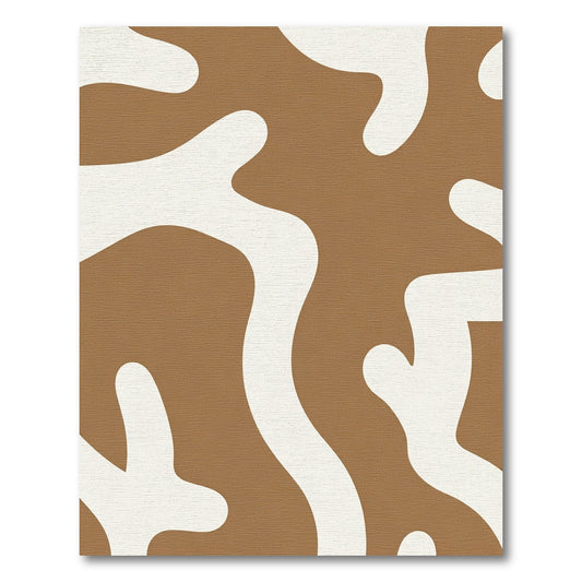 Brown White Organic Blob Abstract Rug