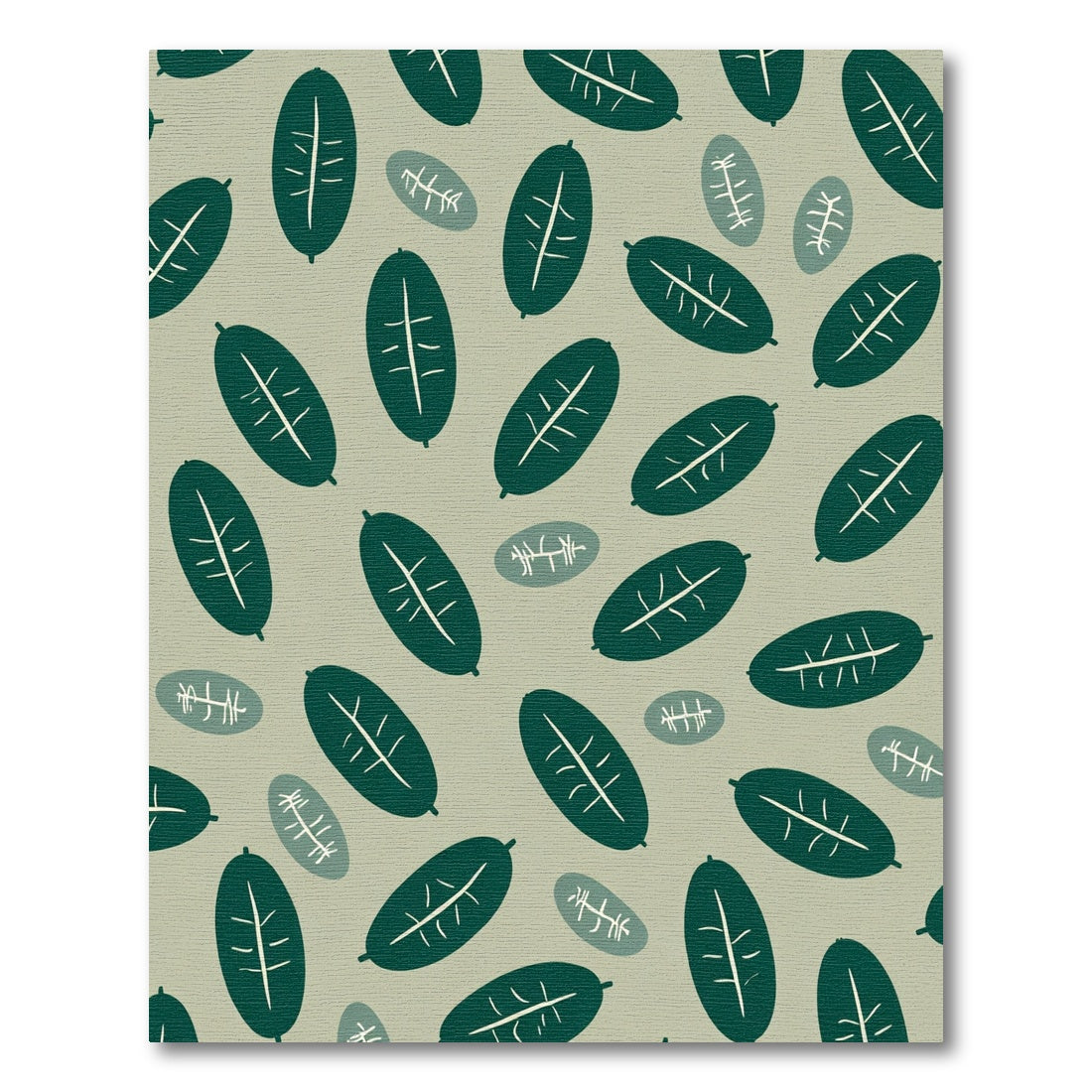 Deep Green Leafy Oval Arrangement Rug