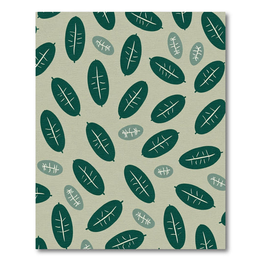 Deep Green Leafy Oval Arrangement Rug