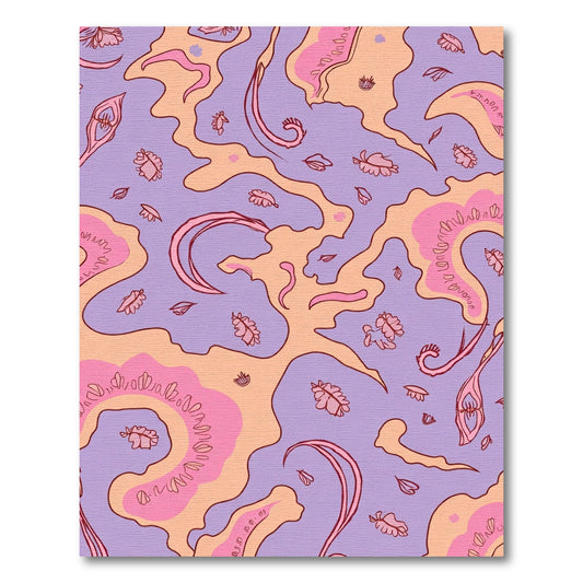 Lavender Peach Pink Organic Swirls Rug