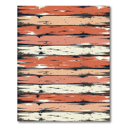 Rustic Distressed Terracotta and Cream Stripes Rug