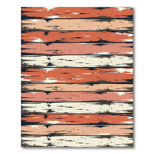 Rustic Distressed Terracotta and Cream Stripes Rug