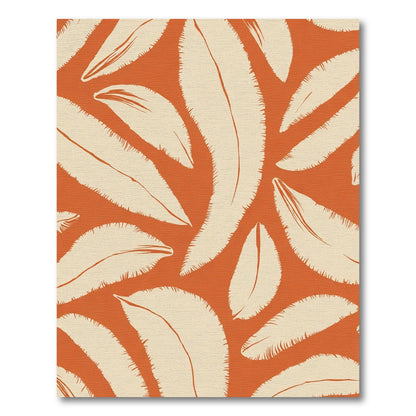 Burnt Orange Cream Feathered Leaf Rug