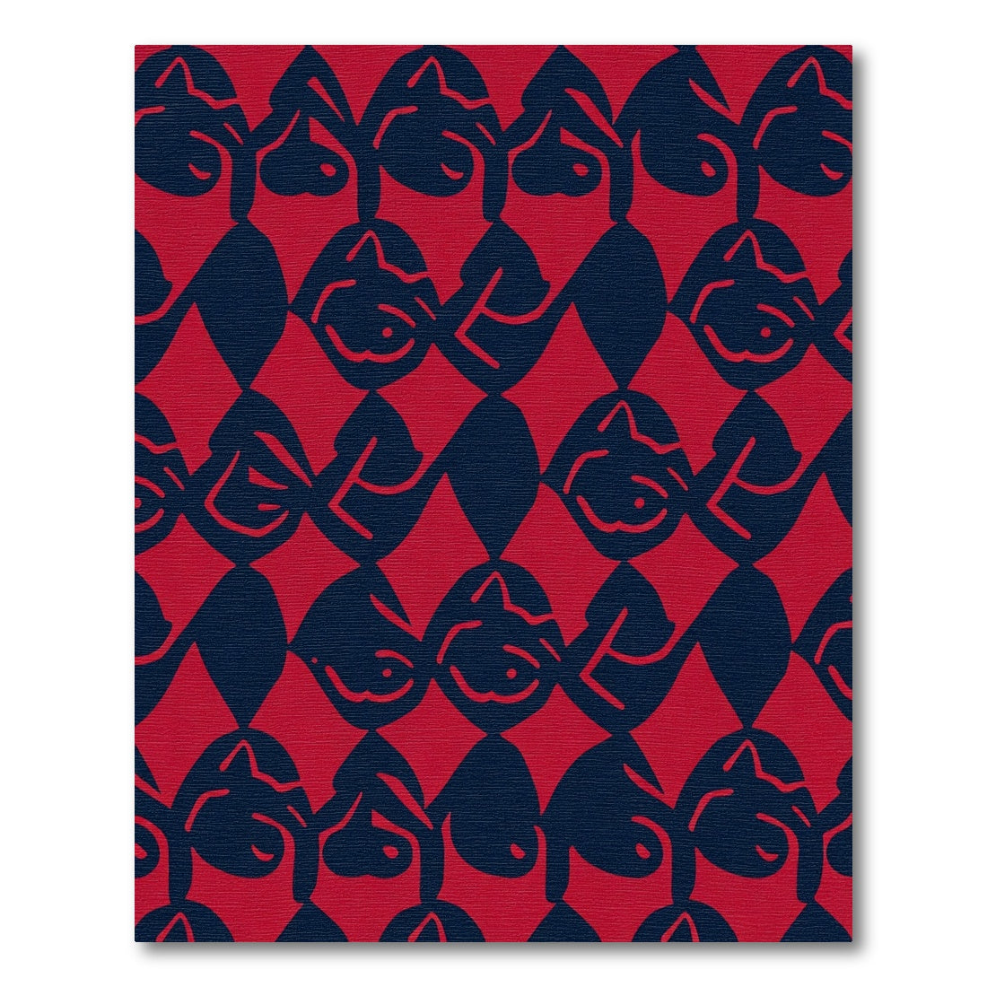 Bold Red Abstract Figure Repeating Pattern Rug