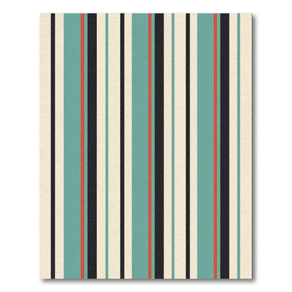 Retro Teal Orange Black Stripe Rug