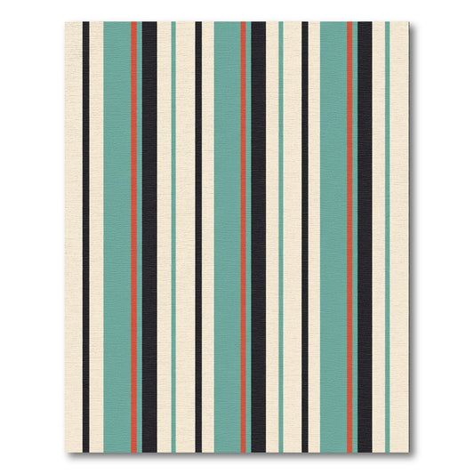 Retro Teal Orange Black Stripe Rug