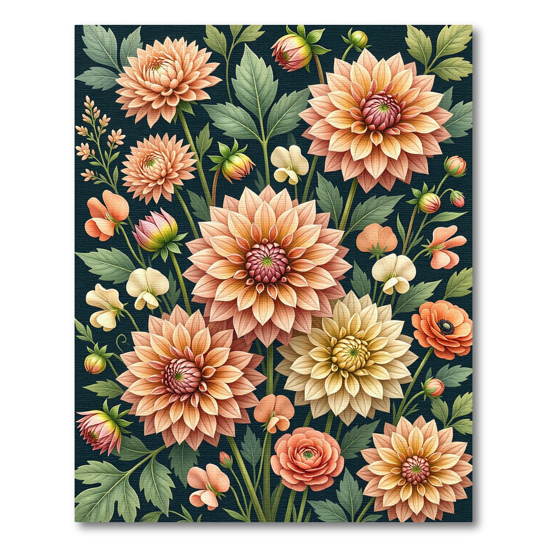 Peachy Coral Dahlia Floral Arrangement Rug
