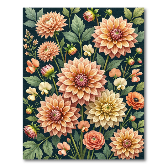 Peachy Coral Dahlia Floral Arrangement Rug