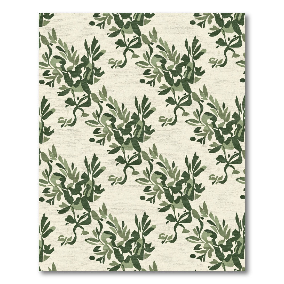Abstract Green Leaf Arrangement Rug