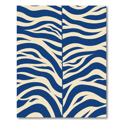 Bold Blue Cream Tiger Stripes Rug