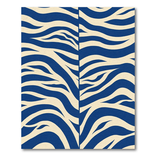 Bold Blue Cream Tiger Stripes Rug