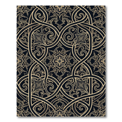 Intricate Cream Scrollwork Ornate Geometric Rug