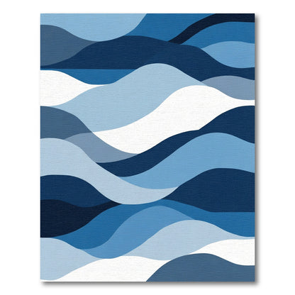 Deep Blue Wave Abstract Layers Rug