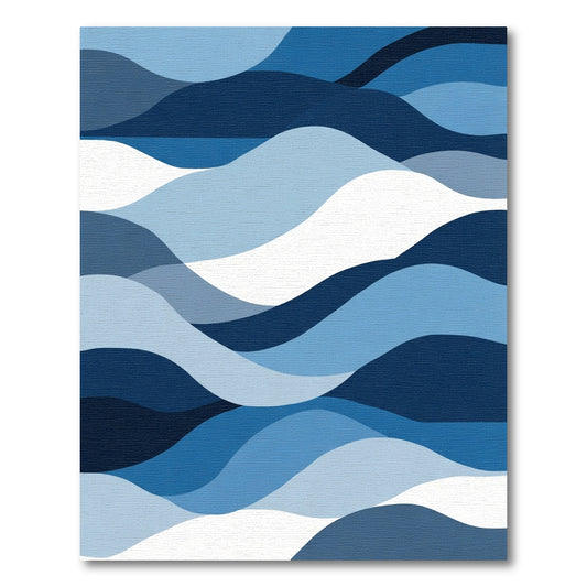 Deep Blue Wave Abstract Layers Rug