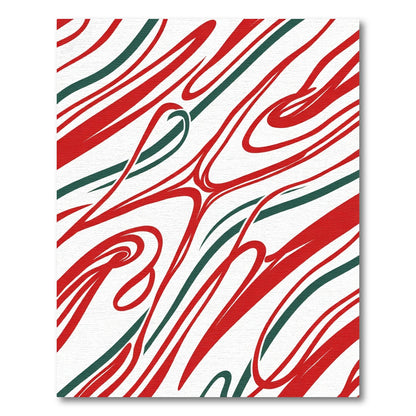 Crimson Green Swirl Abstract Rug