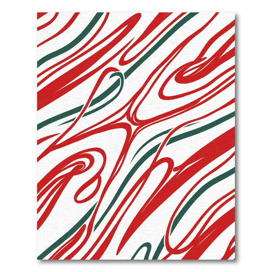 Crimson Green Swirl Abstract Rug