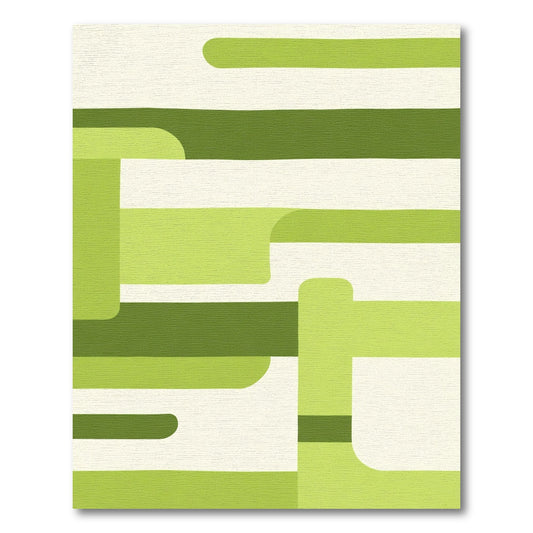 Abstract Green Layered Stripe Rug