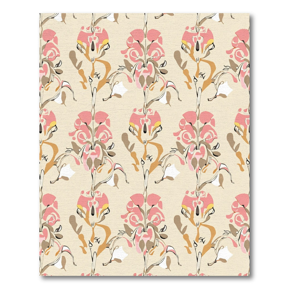 Pastel Pink Botanical Floral Repeat Rug