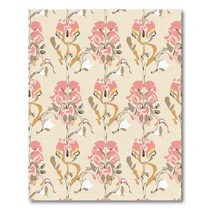 Pastel Pink Botanical Floral Repeat Rug