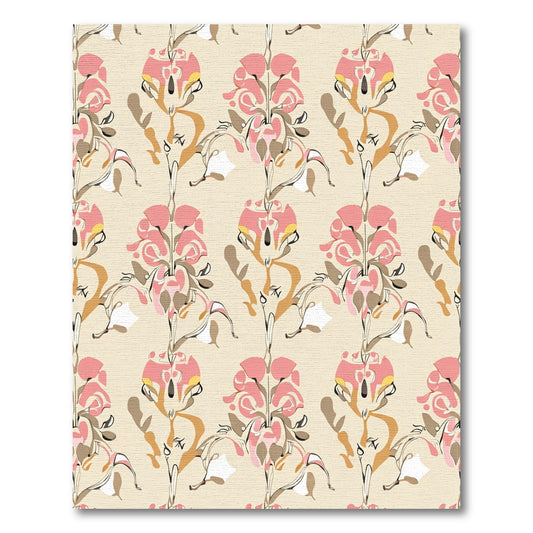 Pastel Pink Botanical Floral Repeat Rug