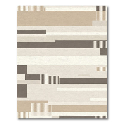 Earthy Neutral Linear Geometric Arrangement Rug